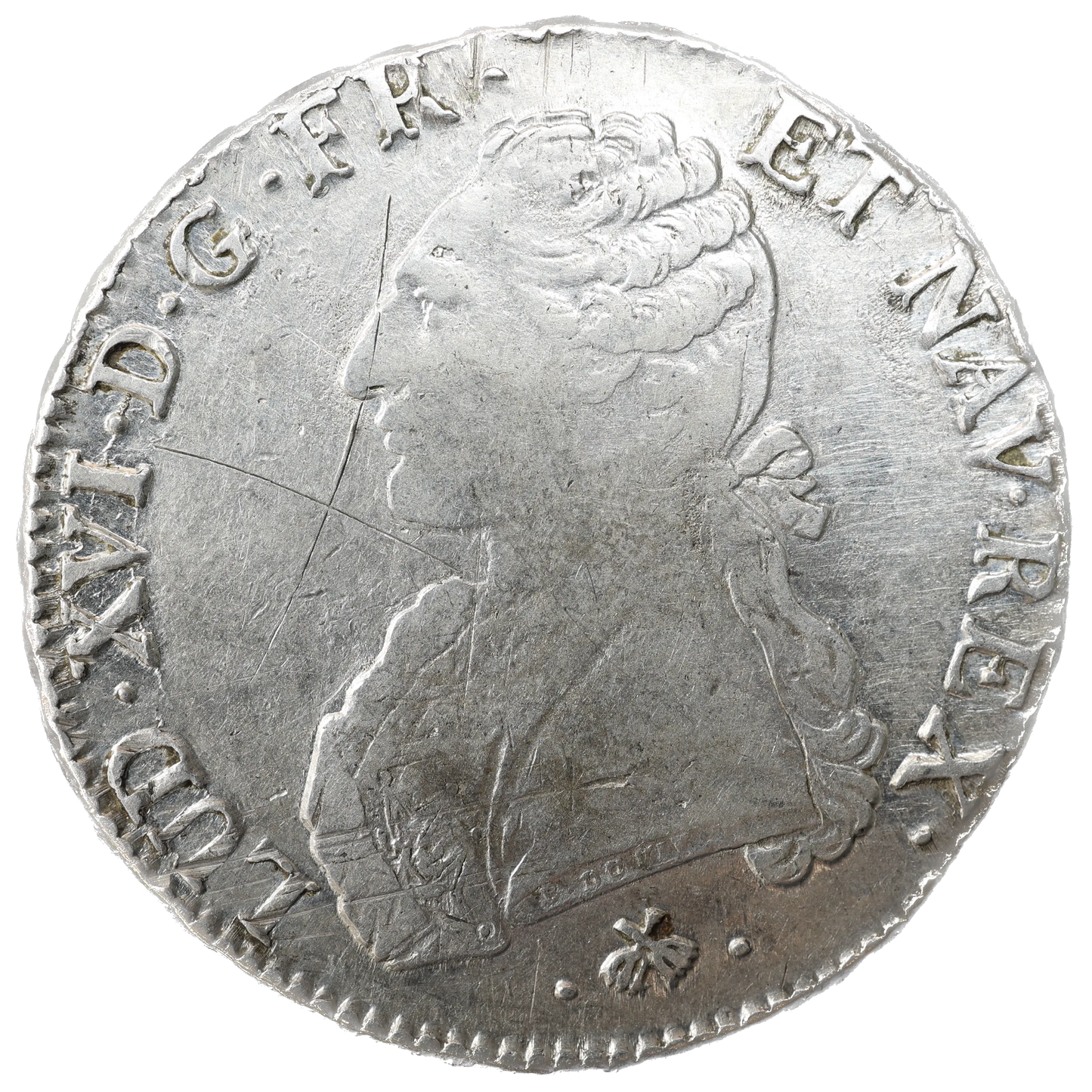 Louis XVI (1774-1792) Écu aux branches d'olivier 1777 L Bayonne Argent 29.14 gr