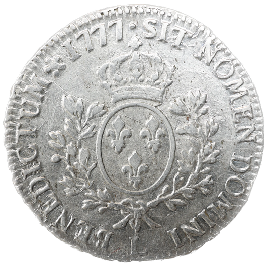 Louis XVI (1774-1792) Écu aux branches d'olivier 1777 L Bayonne Argent 29.14 gr