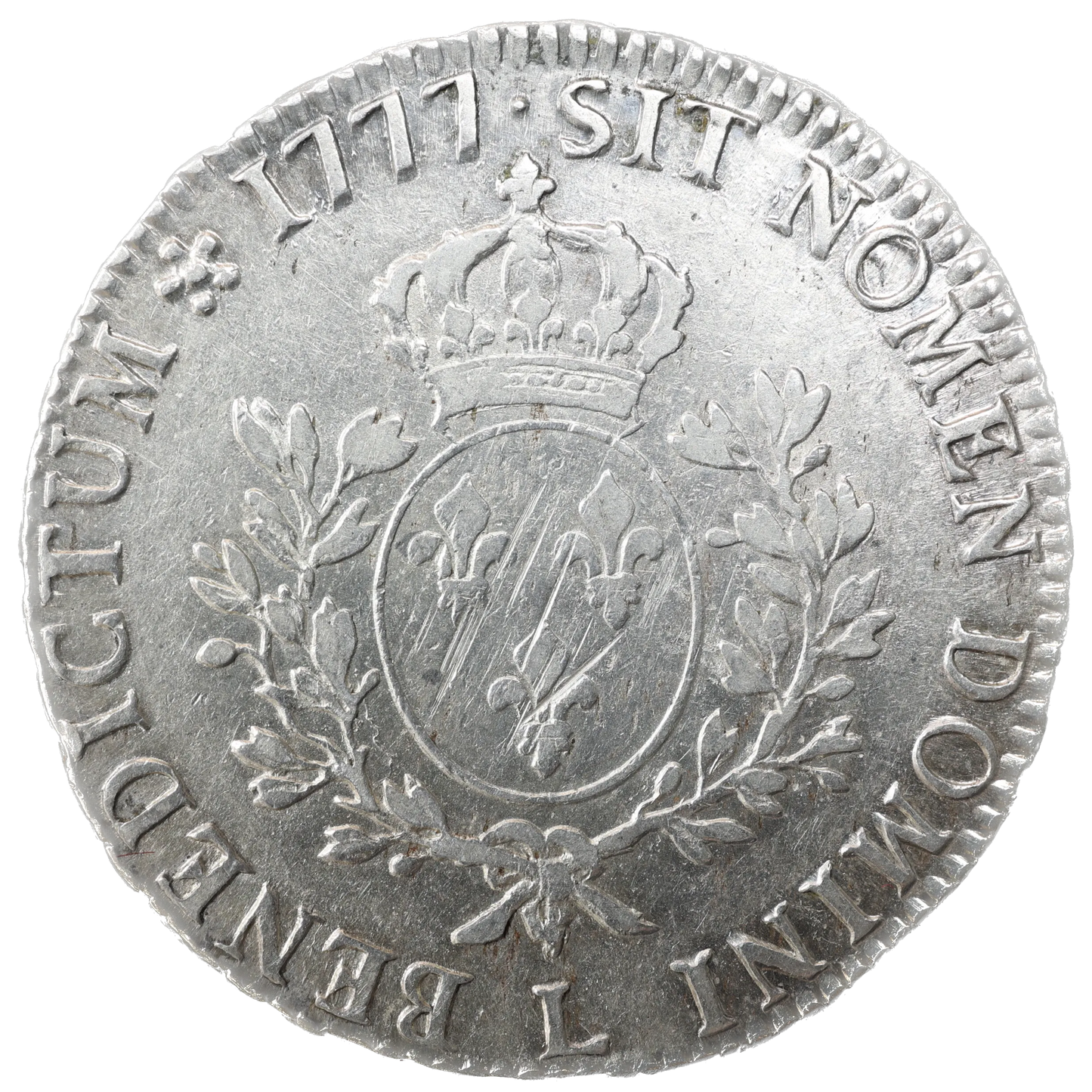 Louis XVI (1774-1792) Écu aux branches d'olivier 1777 L Bayonne Argent 29.13 gr