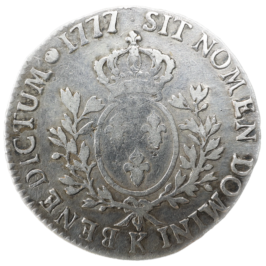 Louis XVI (1774-1792) Écu aux branches d'olivier 1777 K Bordeaux Argent 28.97 gr