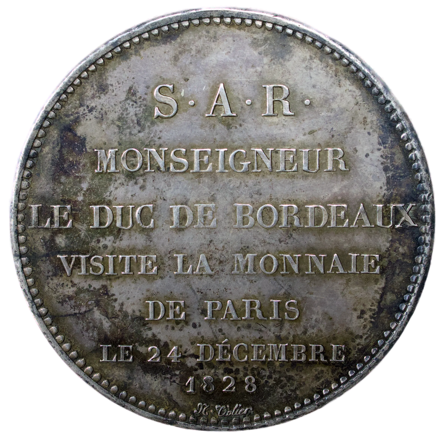 Monnaie de visite Henri V (1820-1883) Module de 5 Francs 1828 Paris argent 25.02 gr