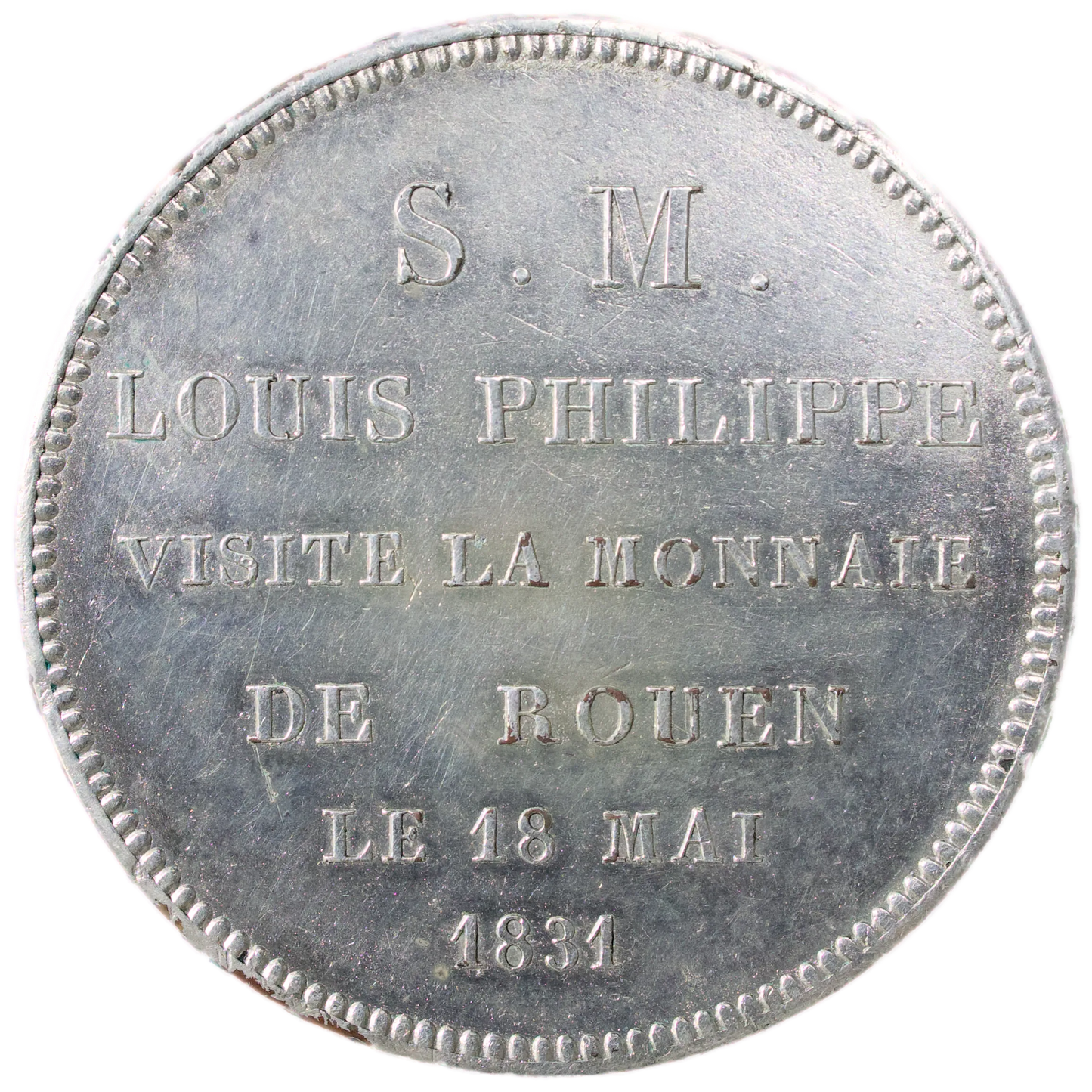 Monnaie de visite Louis Philippe I (1830-1848) Module de 5 Francs 1831 Rouen Bronze argenté 21.13 gr Rare