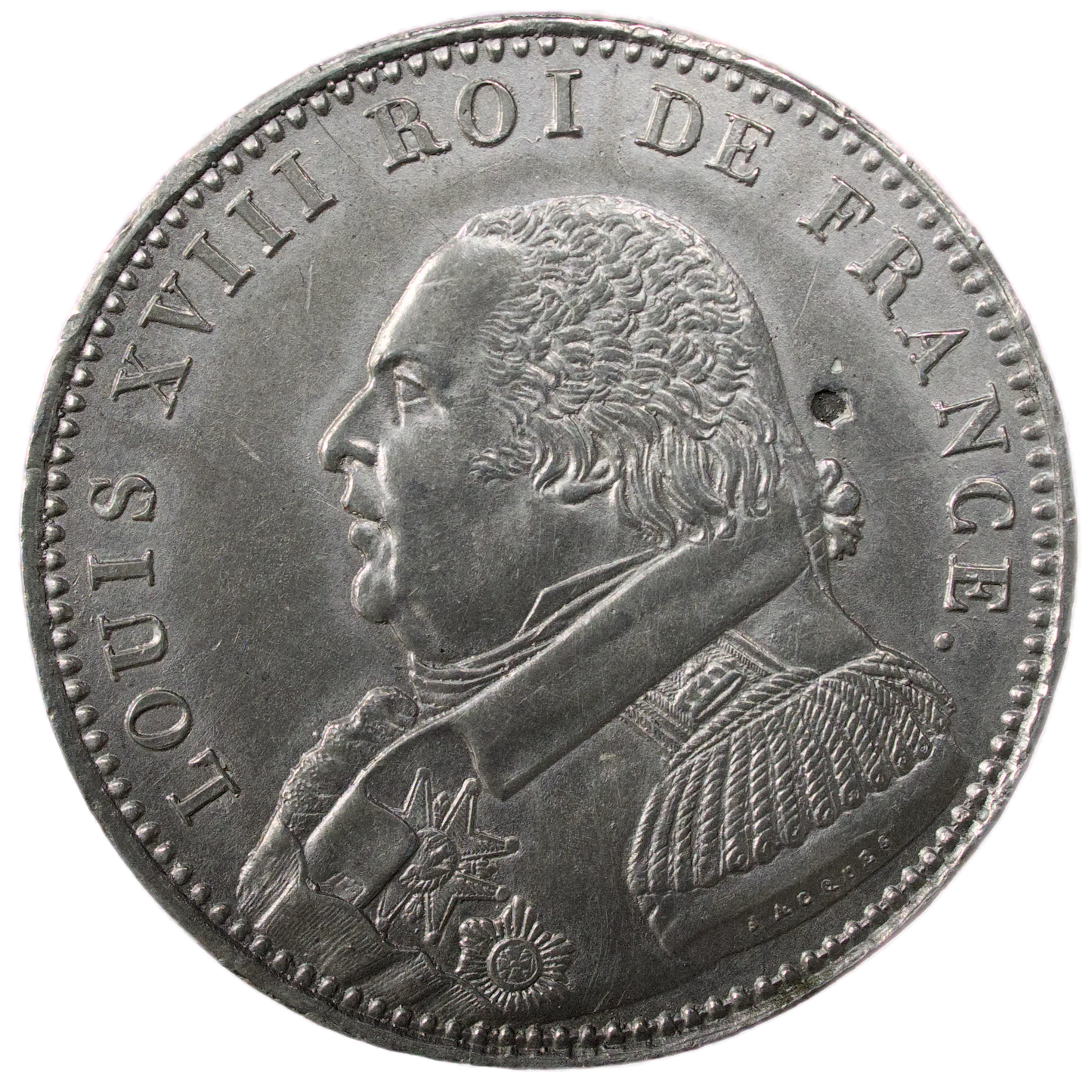 Louis XVIII (1814-1824) Coin of five (5) Francs 1815 A Competition of Jacques Étain 25.94 gr