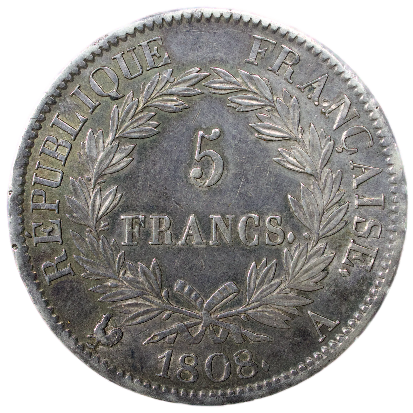 Napoleon I (1804-1814) 5 Francs 1808 A Paris type Republic Silver 24.92 gr