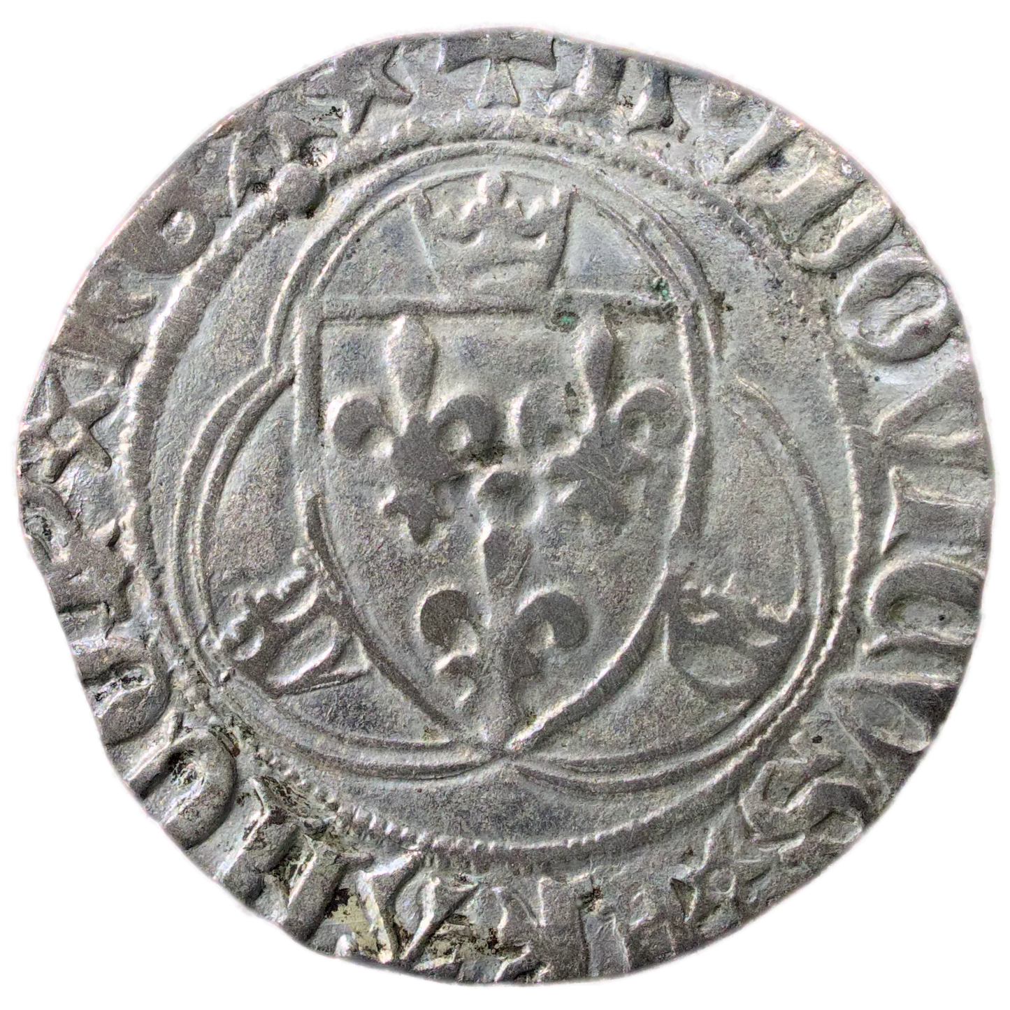 Louis XI (1461-1483) Blanc à la couronne point 19ème Saint Lô argent 2.64 gr