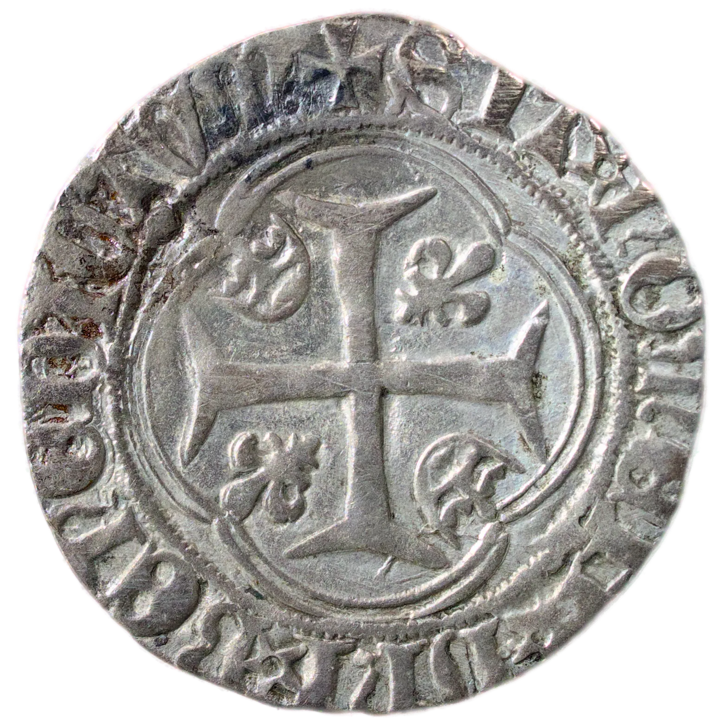 Louis XI (1461-1483) Blanc à la couronne point 19ème Saint Lô argent 2.64 gr