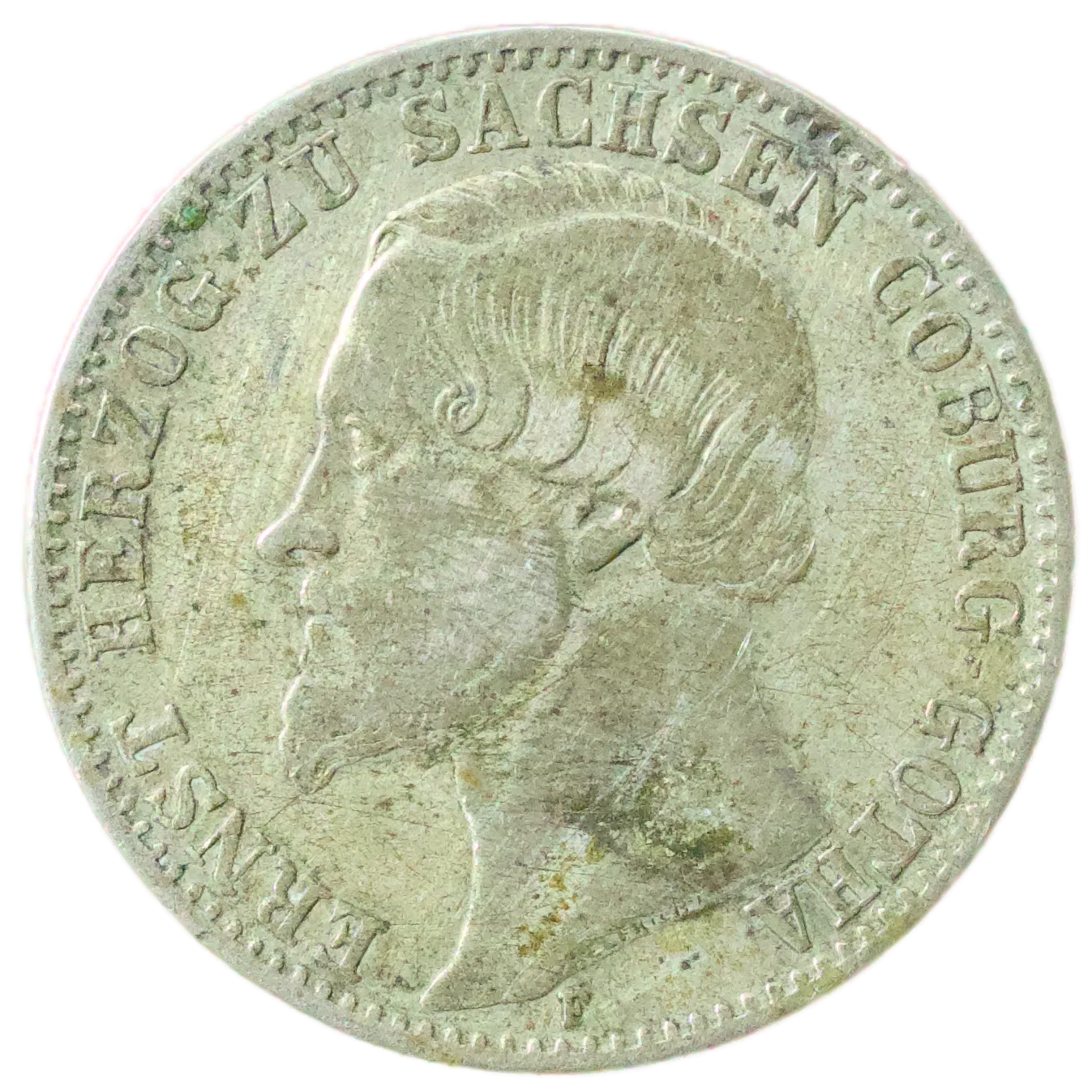 Allemagne Duché de Saxe-Cobourg et Gotha 🇩🇪 Ernest II (1844-1893) 1/6 Thaler 1855 F Dresde Ag 5.22 gr