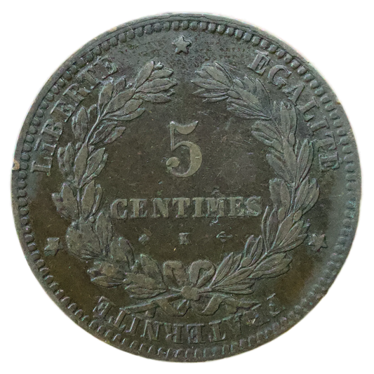 5 Centimes Cérès 1872 K Bordeaux Troisième République 5.00 gr