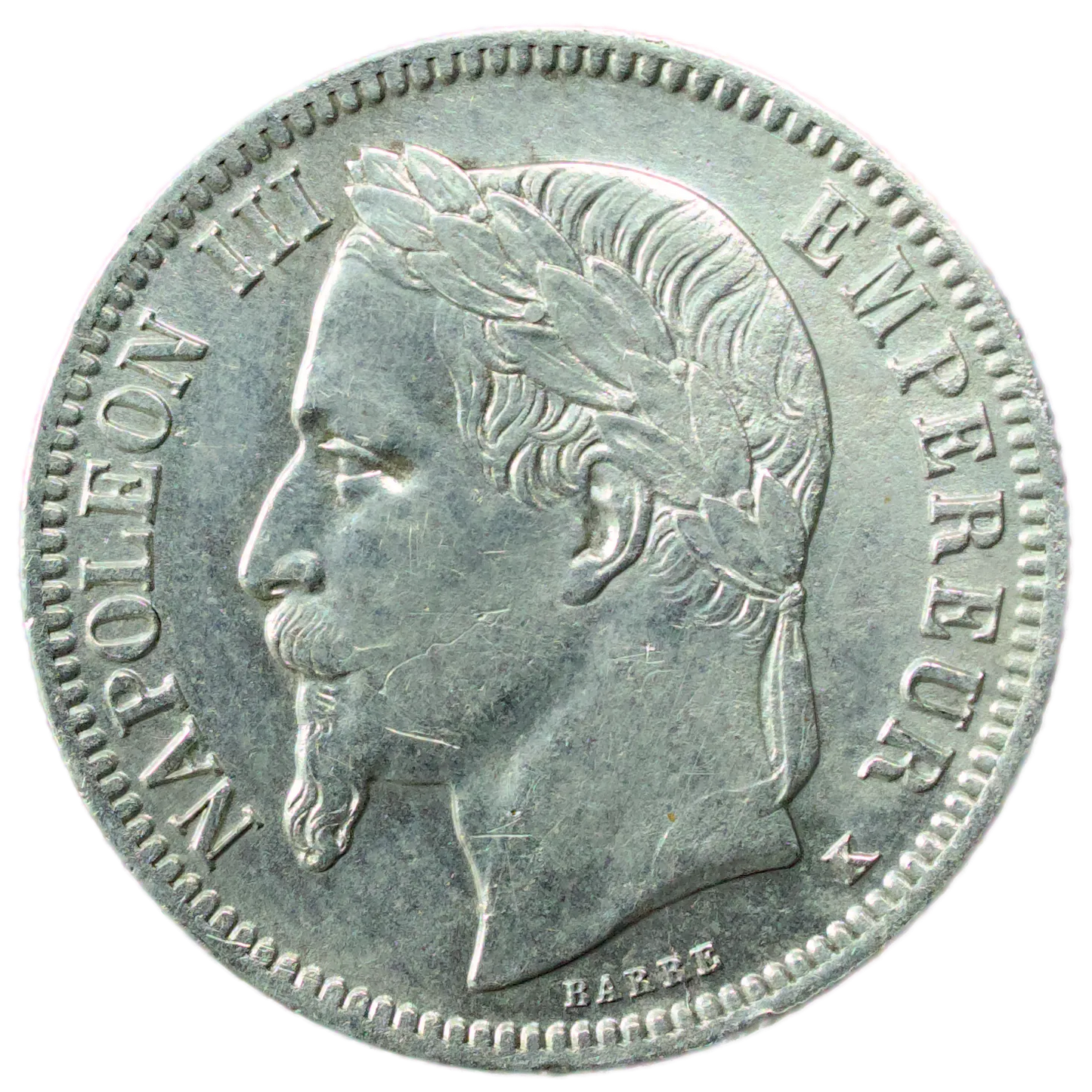 Napoléon III (1852-1870) 1 Franc tête laurée 1857 K Bordeaux 4.69 gr