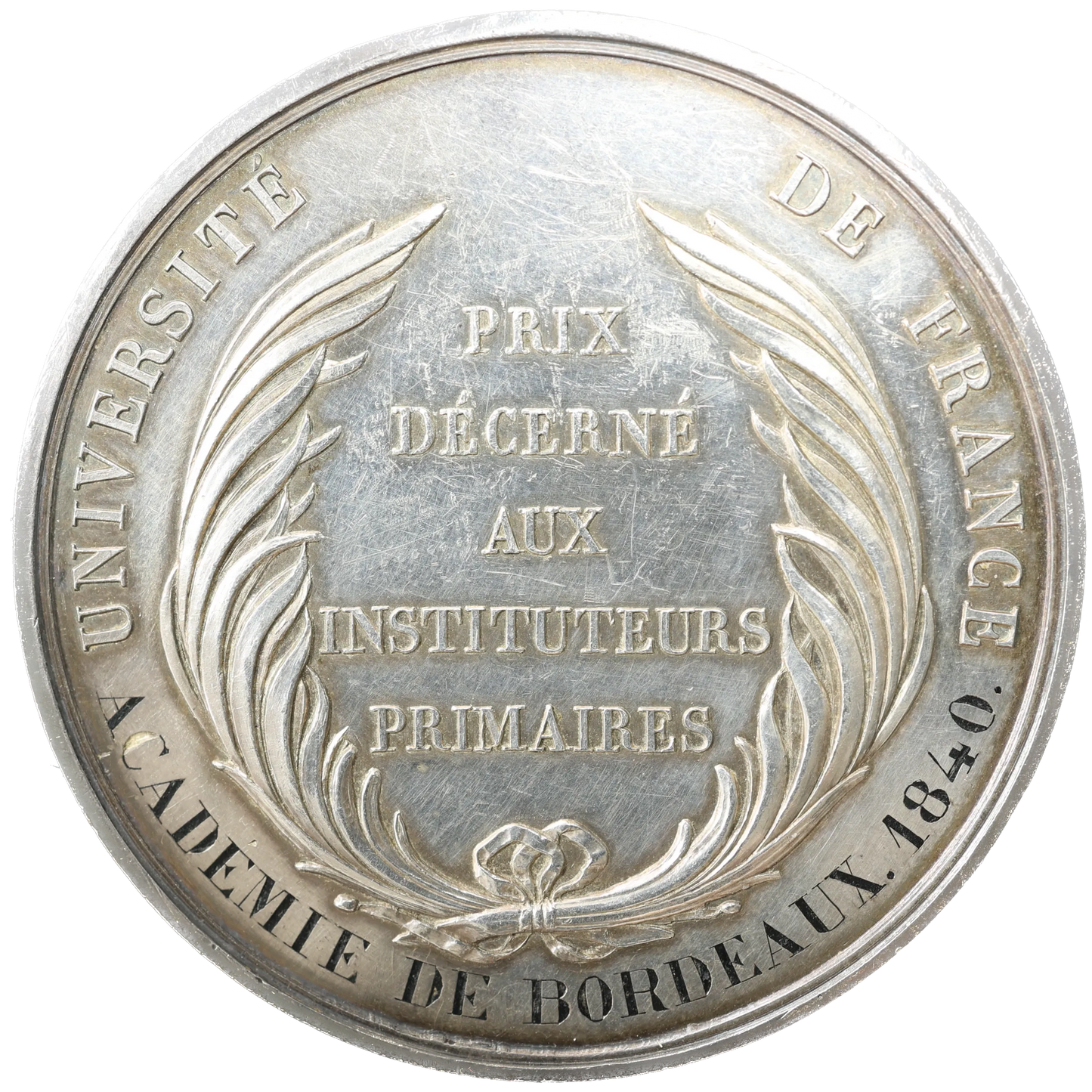 Medal Louis Philippe I (1830-1848) University of France - BORDEAUX 1840 Silver 65.31 gr - 51 mm