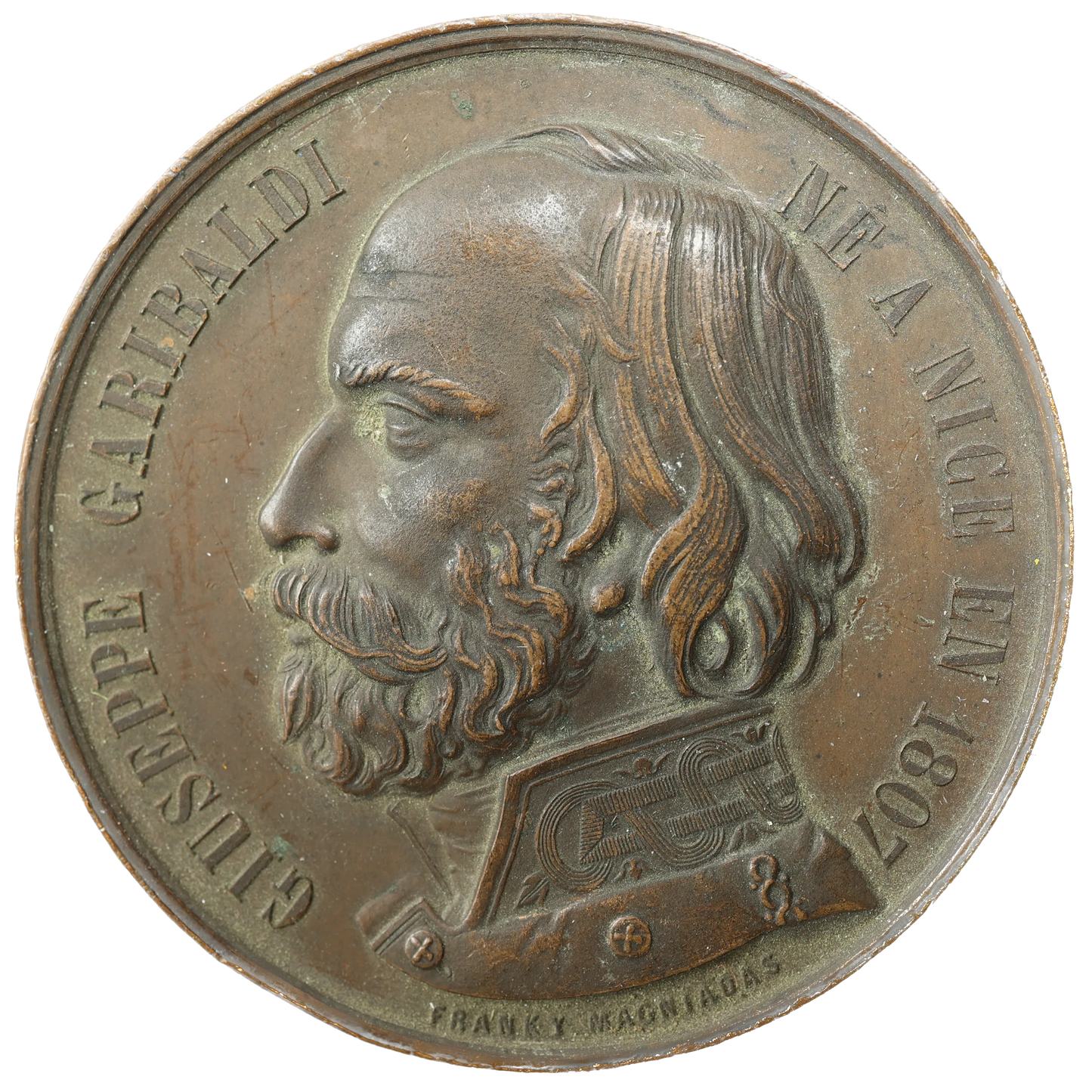 Medal Italian War of Independence Giuseppe Garibaldi 1859 Bronze 64.27 gr - 50 mm