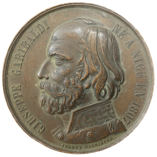 Médaille Guerre de l'indépendance Italienne Giuseppe Garibaldi 1859 Bronze 64.27 gr - 50 mm