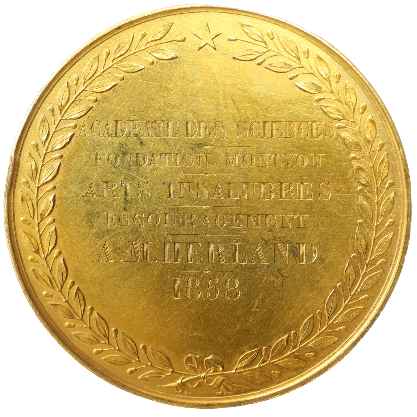 Medal Institut Impérial de France 1807 Awarded Academy of Sciences - Gilt Bronze 55.45 gr