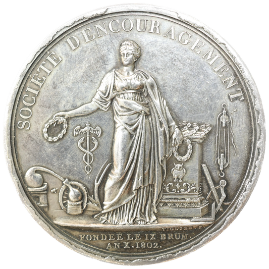 Bonaparte Consulate Medal 1799-1804 Society for the Encouragement of Industry awarded 1860 Silver 81.73 gr