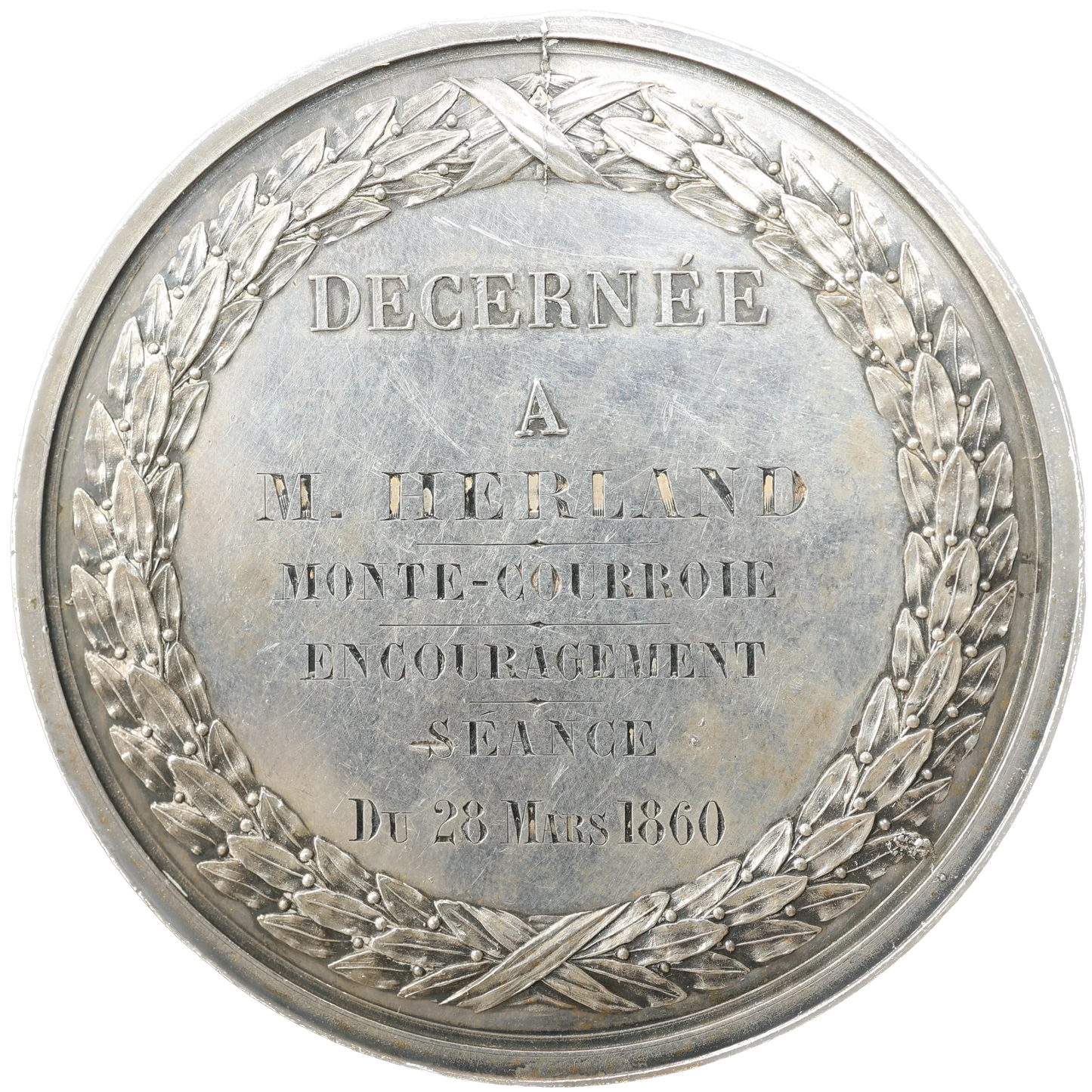 Bonaparte Consulate Medal 1799-1804 Society for the Encouragement of Industry awarded 1860 Silver 81.73 gr