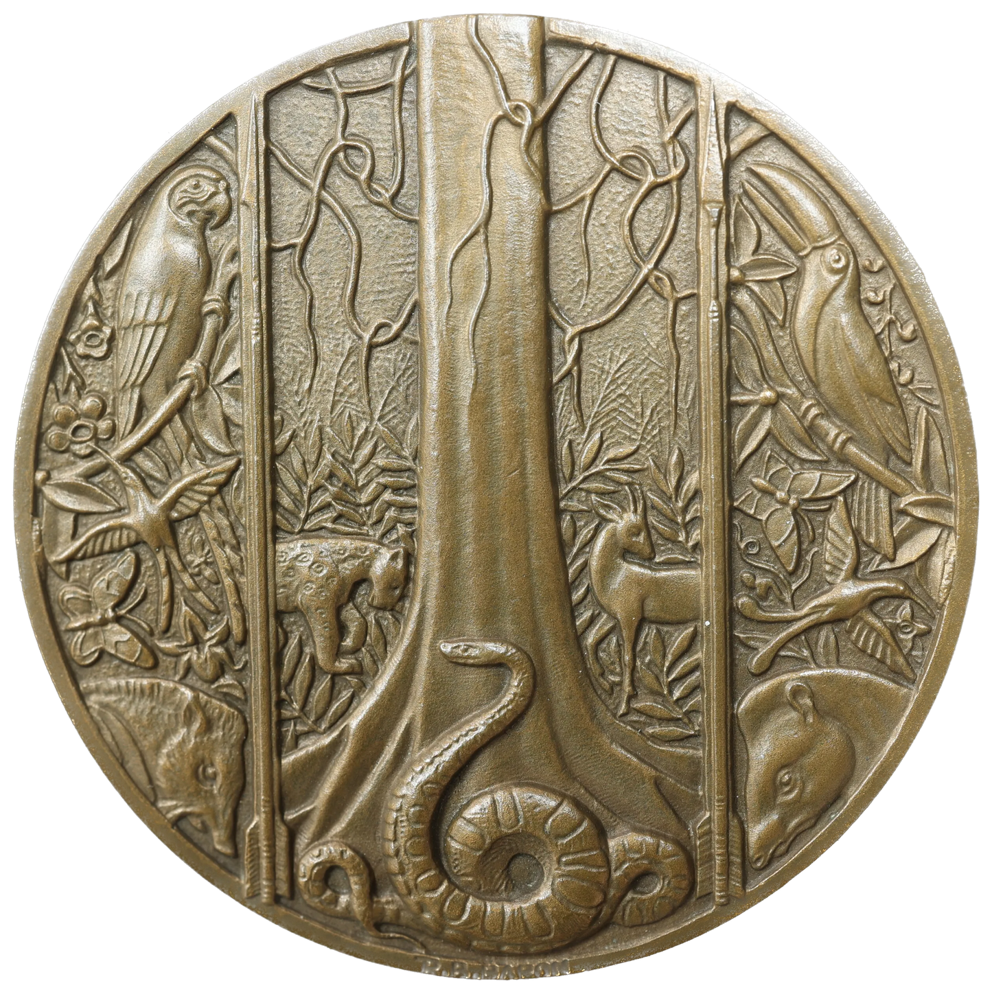 Guyana Medal Inini Territory - Equatorial forest and wild animals 1951 By RB. BARON - Bronze - 112.64 gr