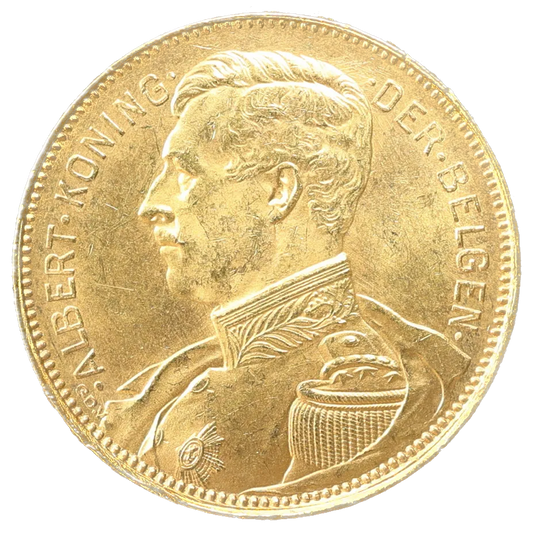 Belgium Albert I (1909-1934) 20 Francs gold 1914 Legend in Dutch 6.45 gr