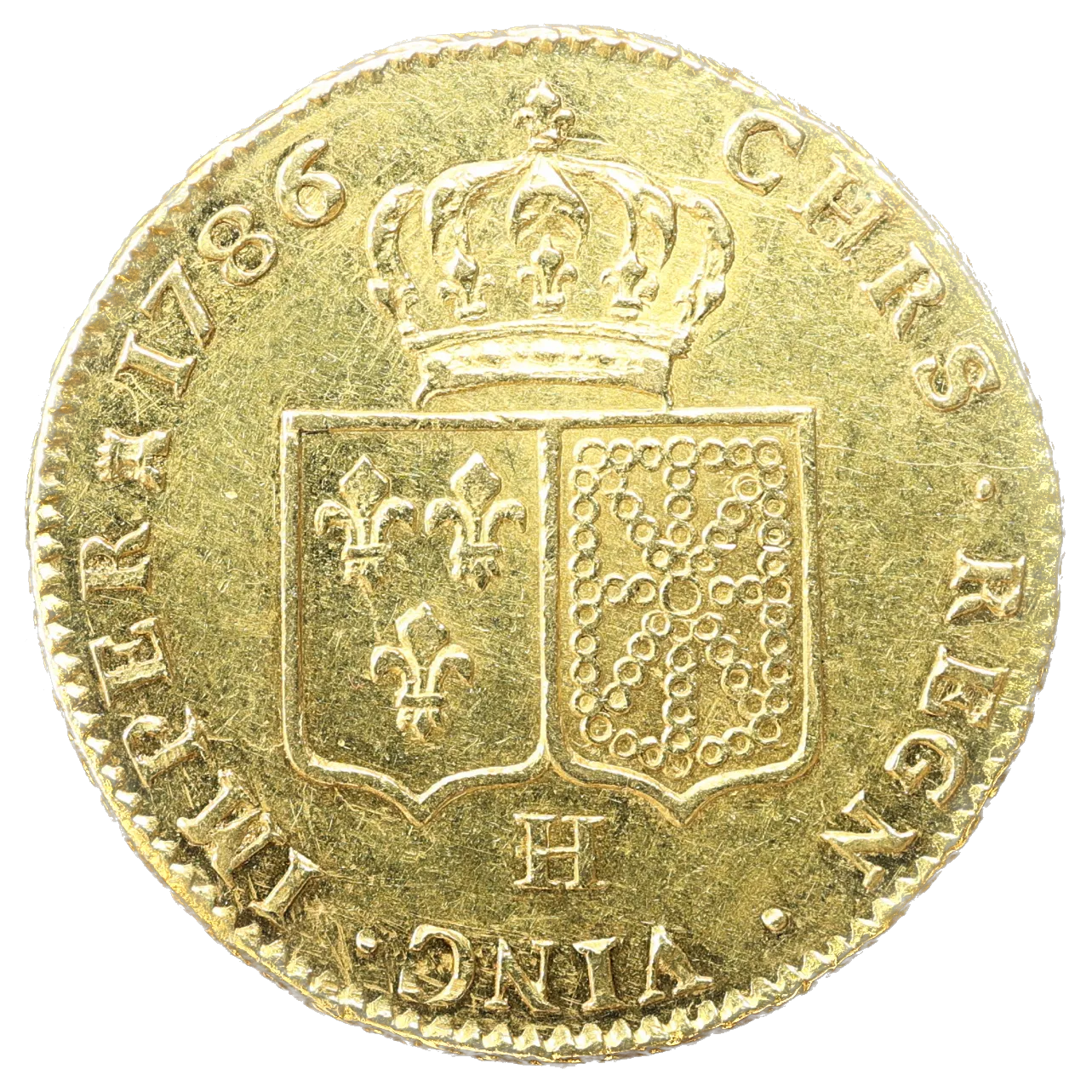 Luis XVI (1774-1792) Doble luis de oro con la cabeza descubierta 1786 H La Rochelle 15,26 gr Magnífico