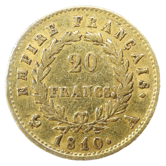 Emperador Napoleón (1804-1814) 20 Francos Oro 1810 En París 6,30 gr