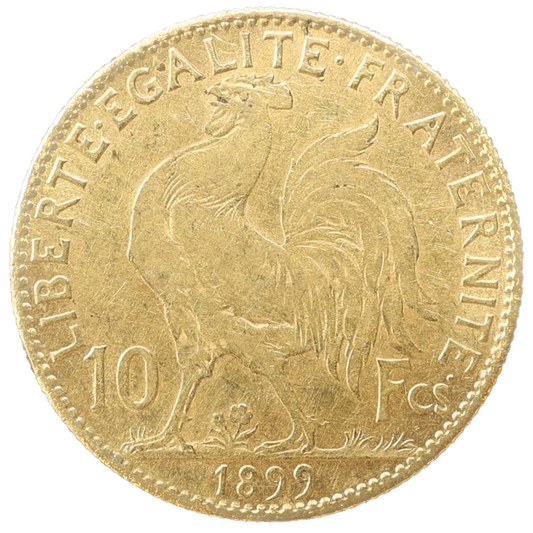 10 Francos Oro Marianne 1899 Poco Común 3,23 gr