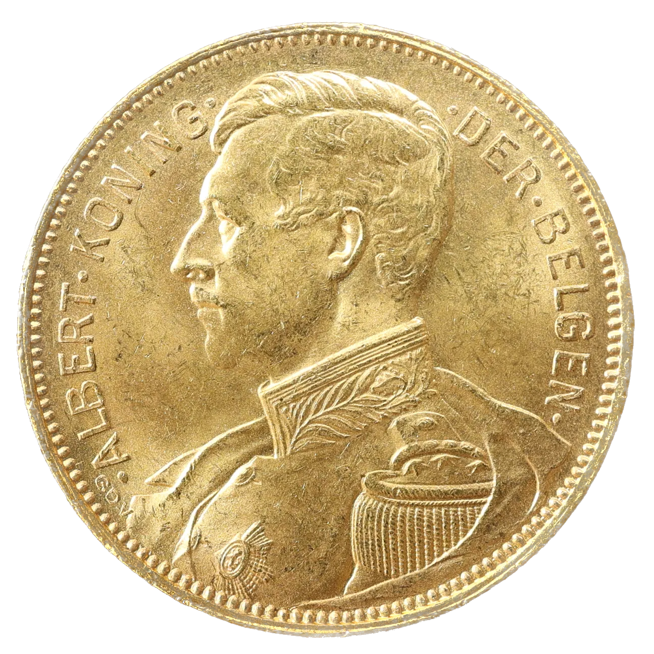 Belgique 🇧🇪 Albert I (1909-1934) 20 Francs or 1914 Légende en Néerlandais · DER · BELGEN · 6,45 gr