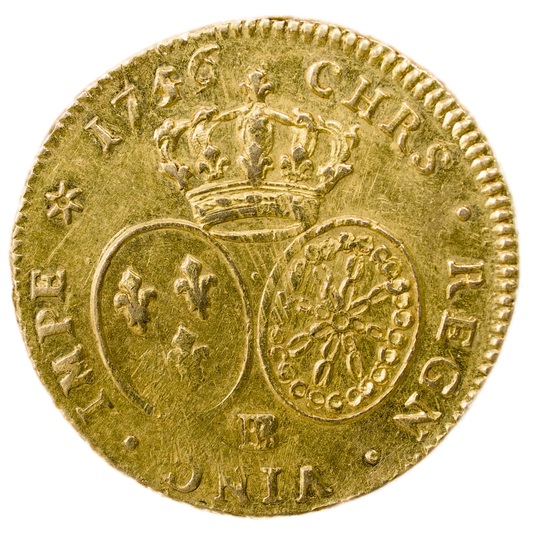 Louis XV (1715-1774) Double Louis d'or with Bandeau 1756 on 1746 BB Strasbourg 16.24 gr