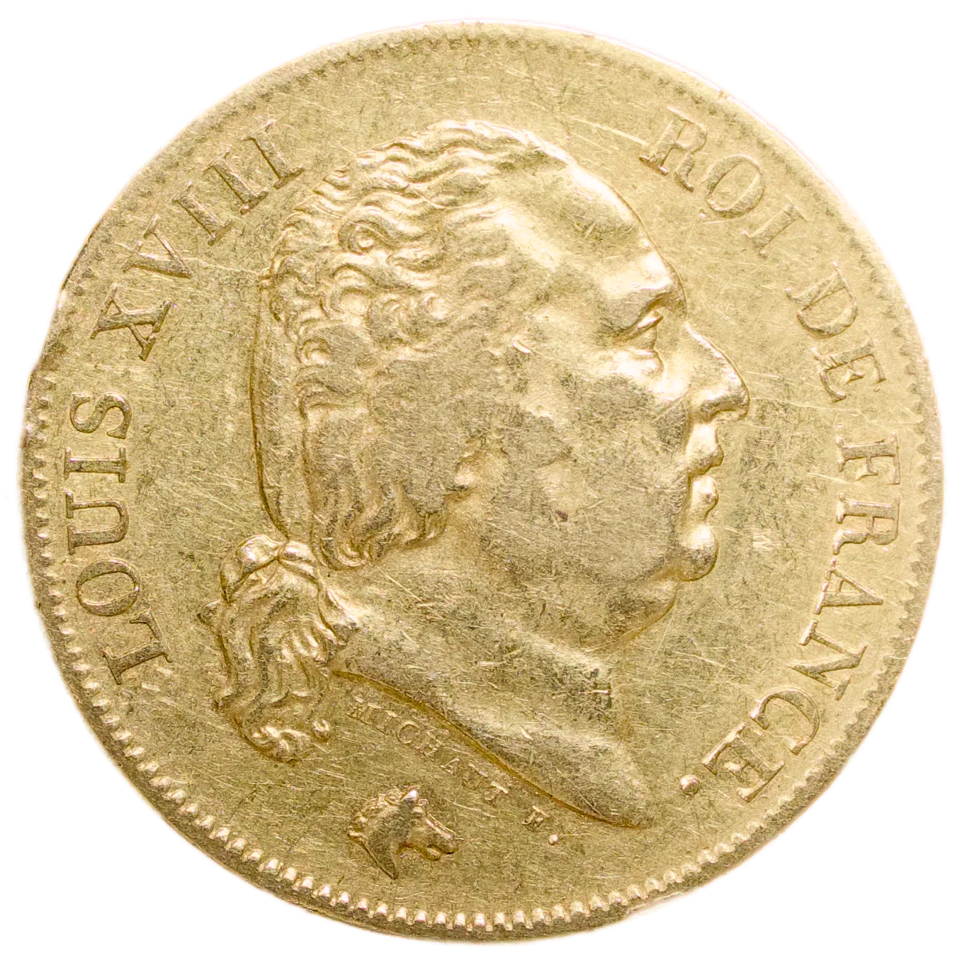 Louis XVIII (1814-1824) 40 francs Gold 1818 W Lille 12.81 gr