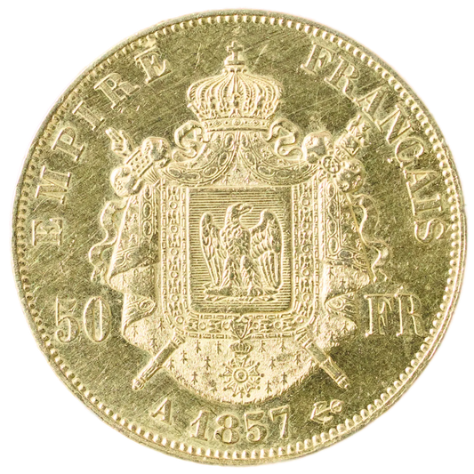 Napoleon III (1852-1870) 50 francs Gold 1857 In Paris 16.07 gr