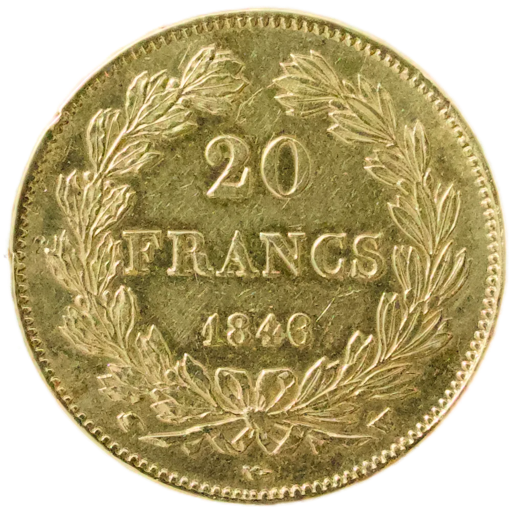 Louis Philippe I (1830-1848) 20 francs Or 1846 W Lille 6.43 gr Extrêmement Rare 1408 exemplaires