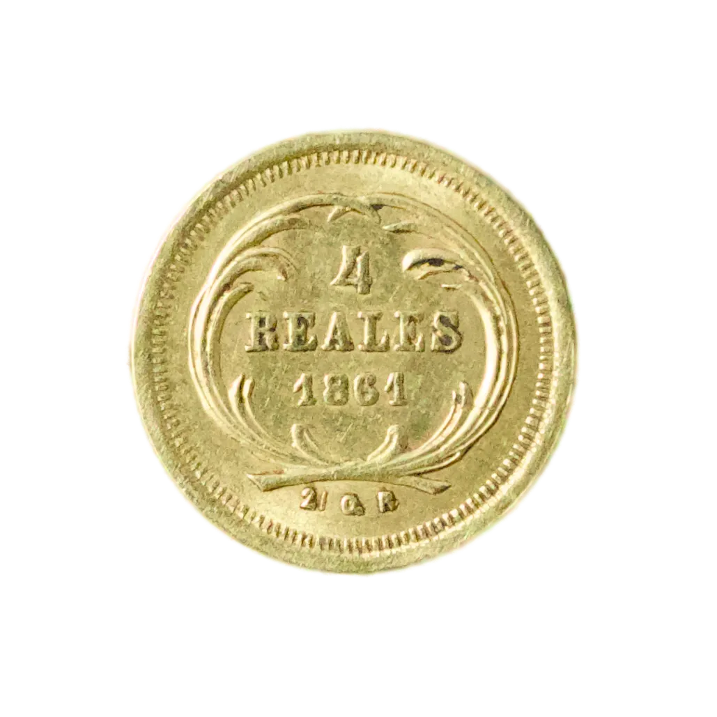 Guatemala (République) 🇬🇹 Rafael Carrera (1815-1865) 4 Reales 1861 Or 0.84 gr