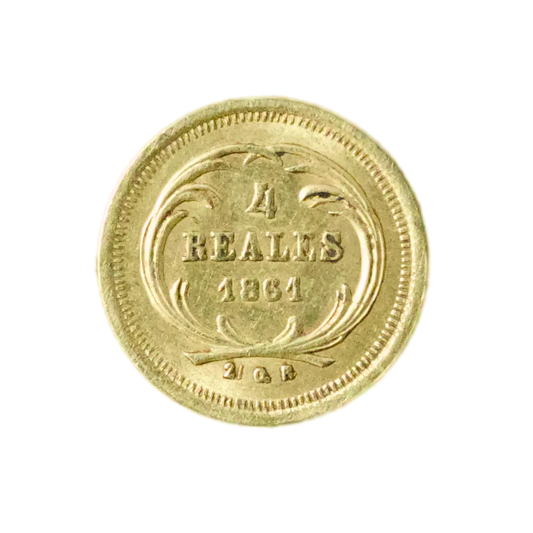 Guatemala (République) 🇬🇹 Rafael Carrera (1815-1865) 4 Reales 1861 Or 0.84 gr