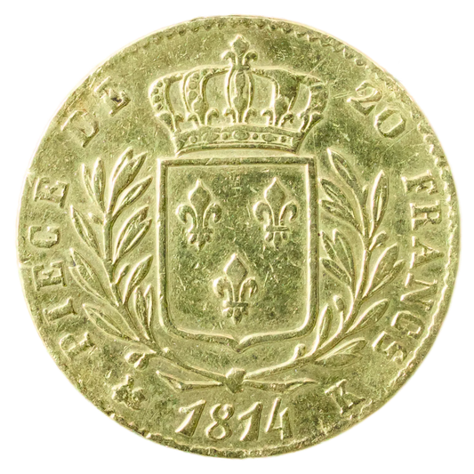 Louis XVIII (1814-1824) 20 Francs 1814 K Bordeaux Or 6.37 gr