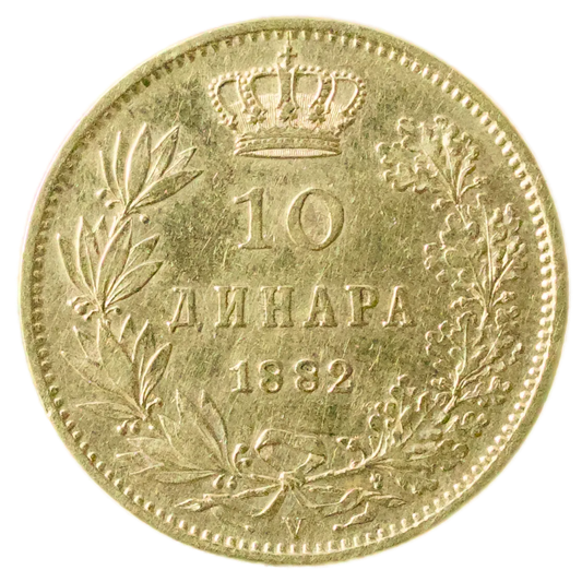 Serbie 🇷🇸 Milan Ier (1882-1889) 10 Dinars 1882 Vienne Or 3.20 gr