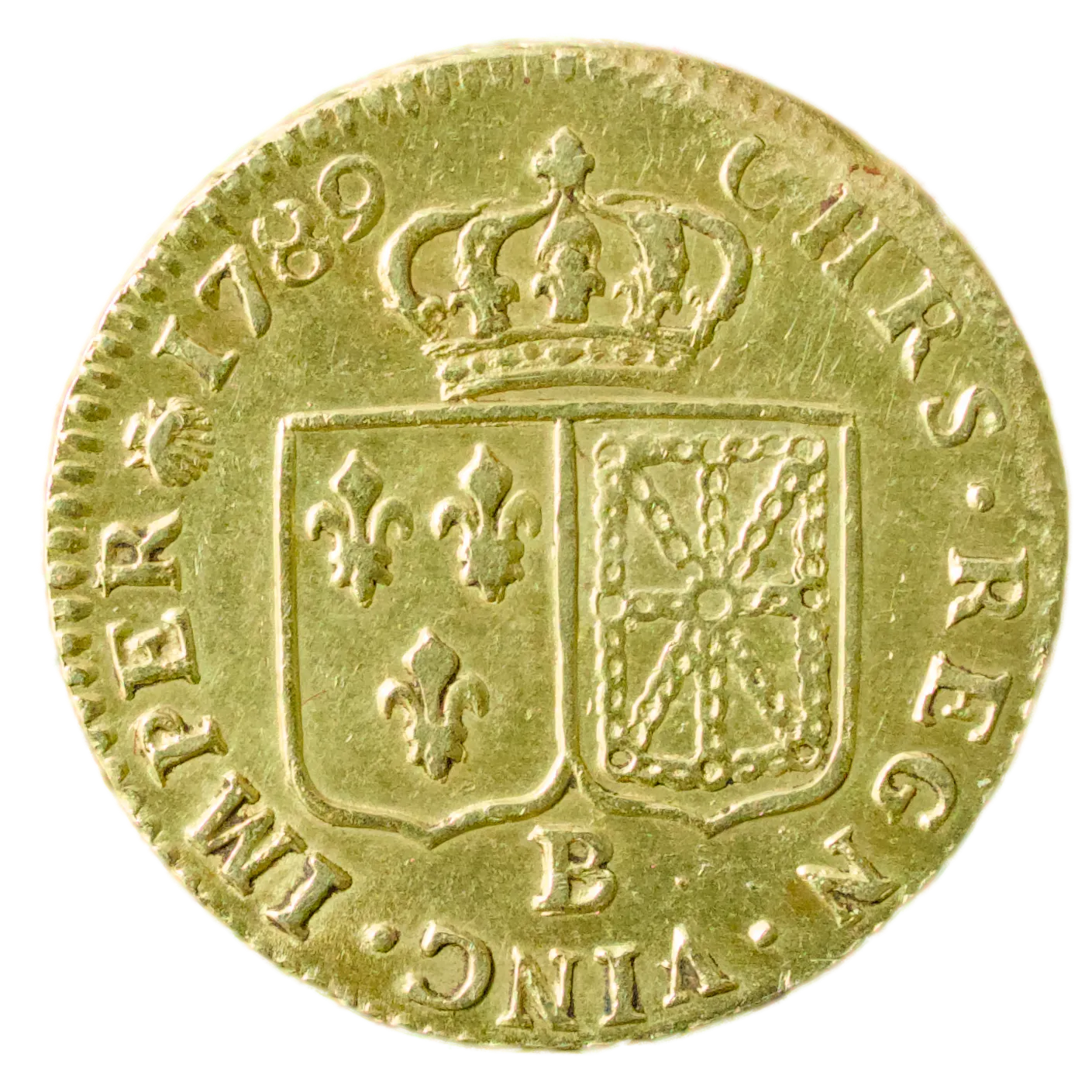 Louis XVI (1774-1792) Louis d'or à la tête nue 1789 B Rouen 7.63 gr