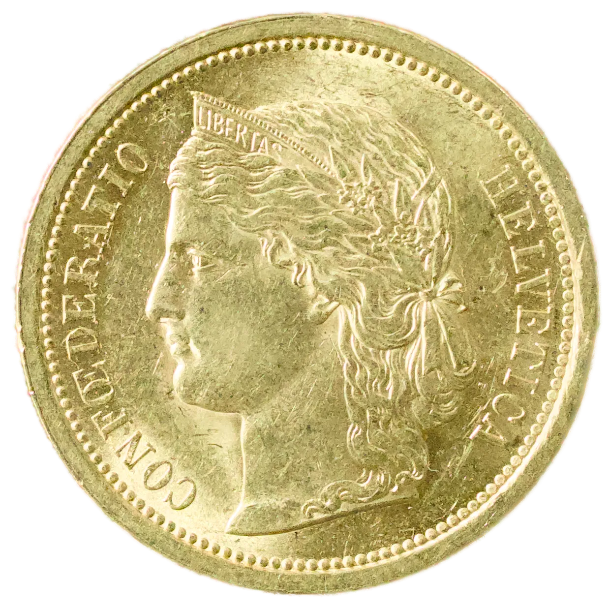 Suisse 🇨🇭 État fédéral (1848-présent) 20 Francs Tête Helvetia 1886 Or 6.45 gr