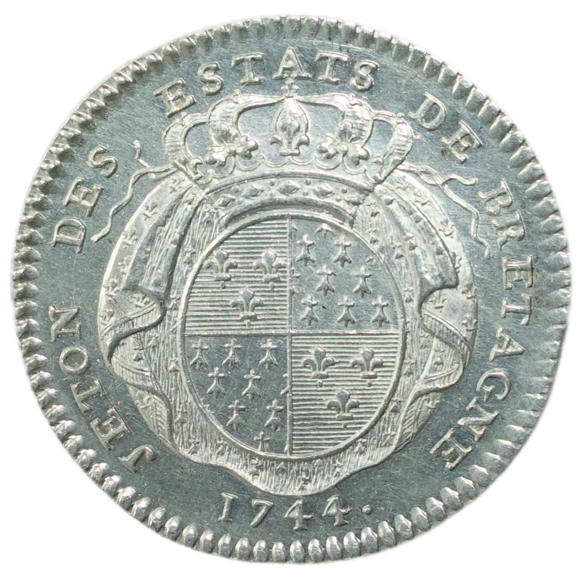 Jeton Louis XV (1715-1774) Etats de Bretagne 1744 Argent 6.61 gr