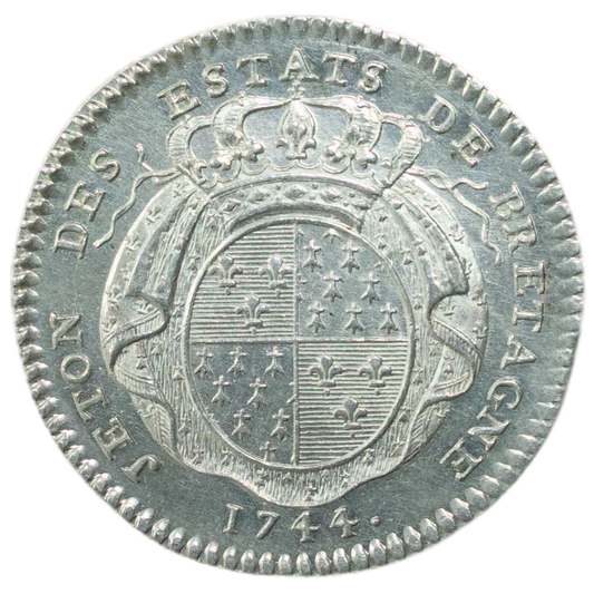 Jeton Louis XV (1715-1774) Etats de Bretagne 1744 Argent 6.61 gr