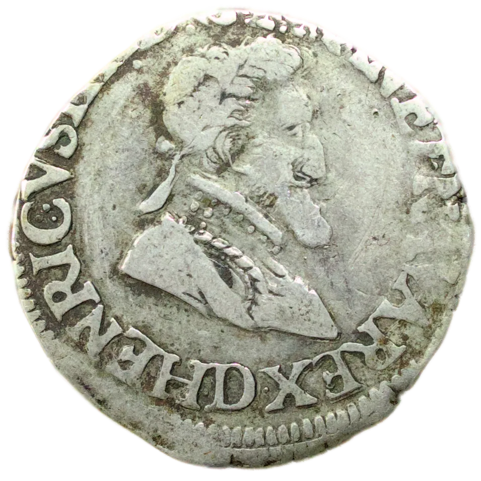 Henri IV (1589-1610) 1/4 (Quart) de Franc 1601 D Lyon Argent 3.42 gr