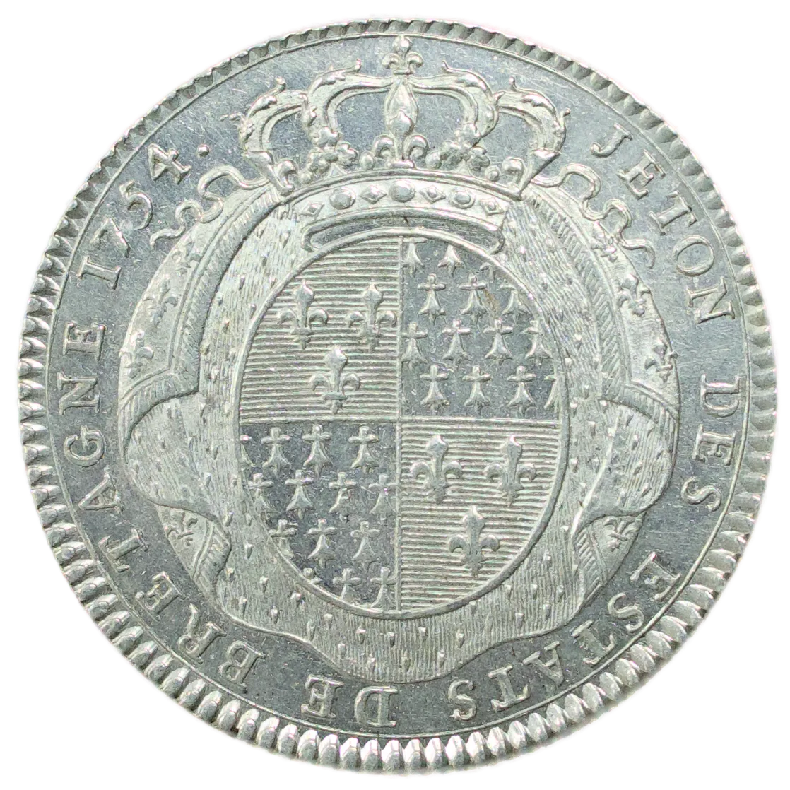 Jeton Louis XV (1715-1774) Etats de Bretagne (Rennes) 1754 Argent 6.88 gr