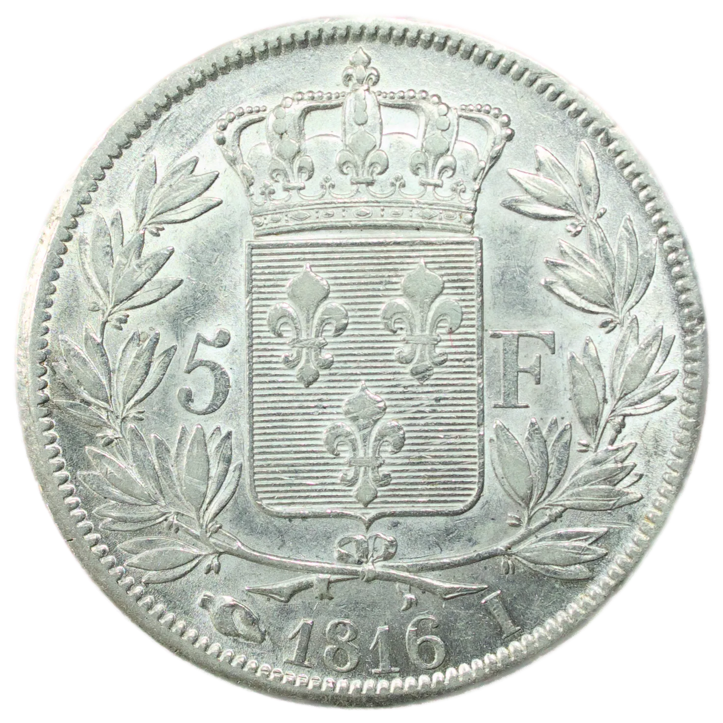 Louis XVIII (1814-1824) 5 francs 1816 I Limoges Argent 12.81 gr