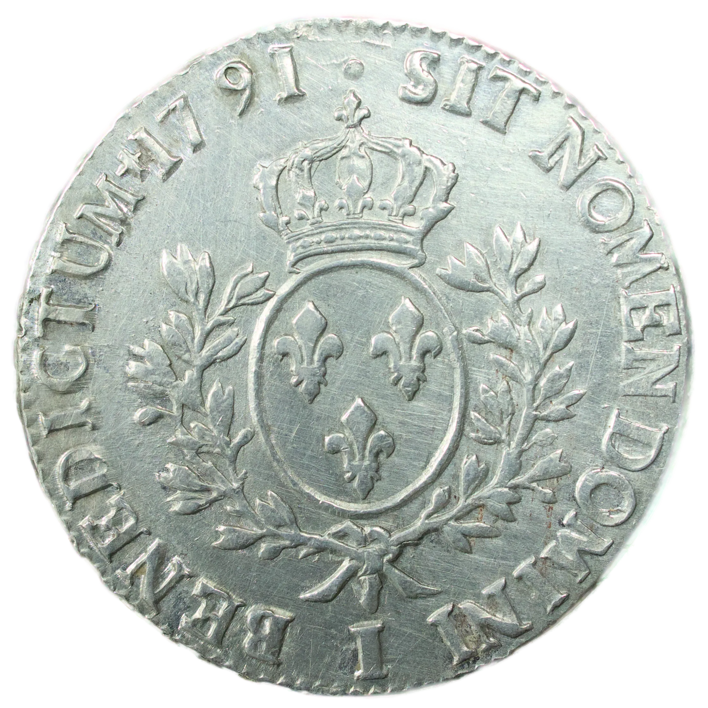 Louis XVI (1774-1792) Écu aux branches d'olivier 1791 I Limoges argent 29.01 gr