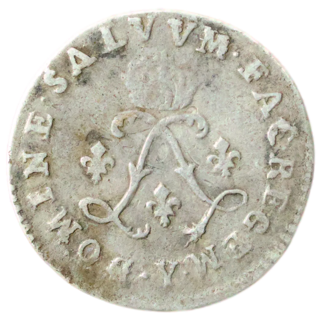 Louis XIV (1643-1715) Quatre sols aux 2L 1696 Y Bourges 1.42 gr Extrêmement Rare Non référencé au Gadoury