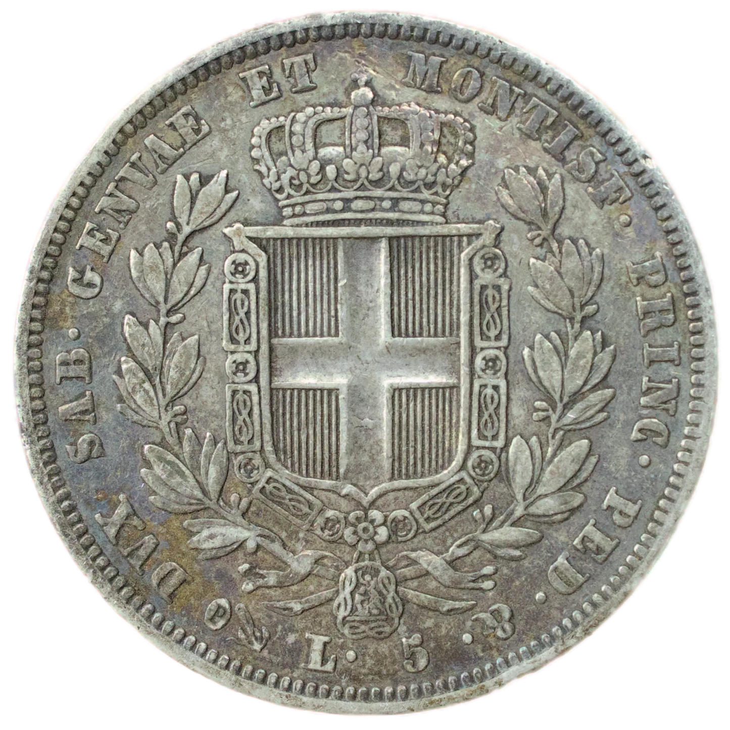 🇮🇹 Italie Sardaigne Charles Albert (1831-1849) 5 Lires 1833 P Ancre argent 24.82 gr