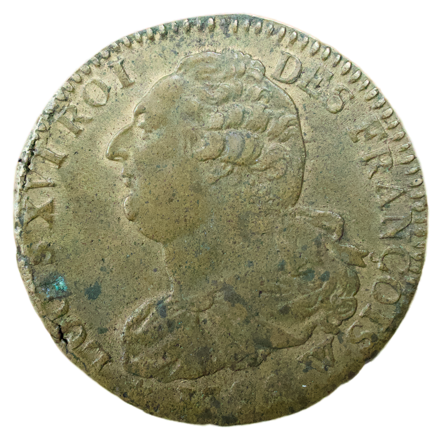 Constitution (1791-1793) 2 Sols François AN 4 1792 W Lille frappé désaxé 23.75 gr