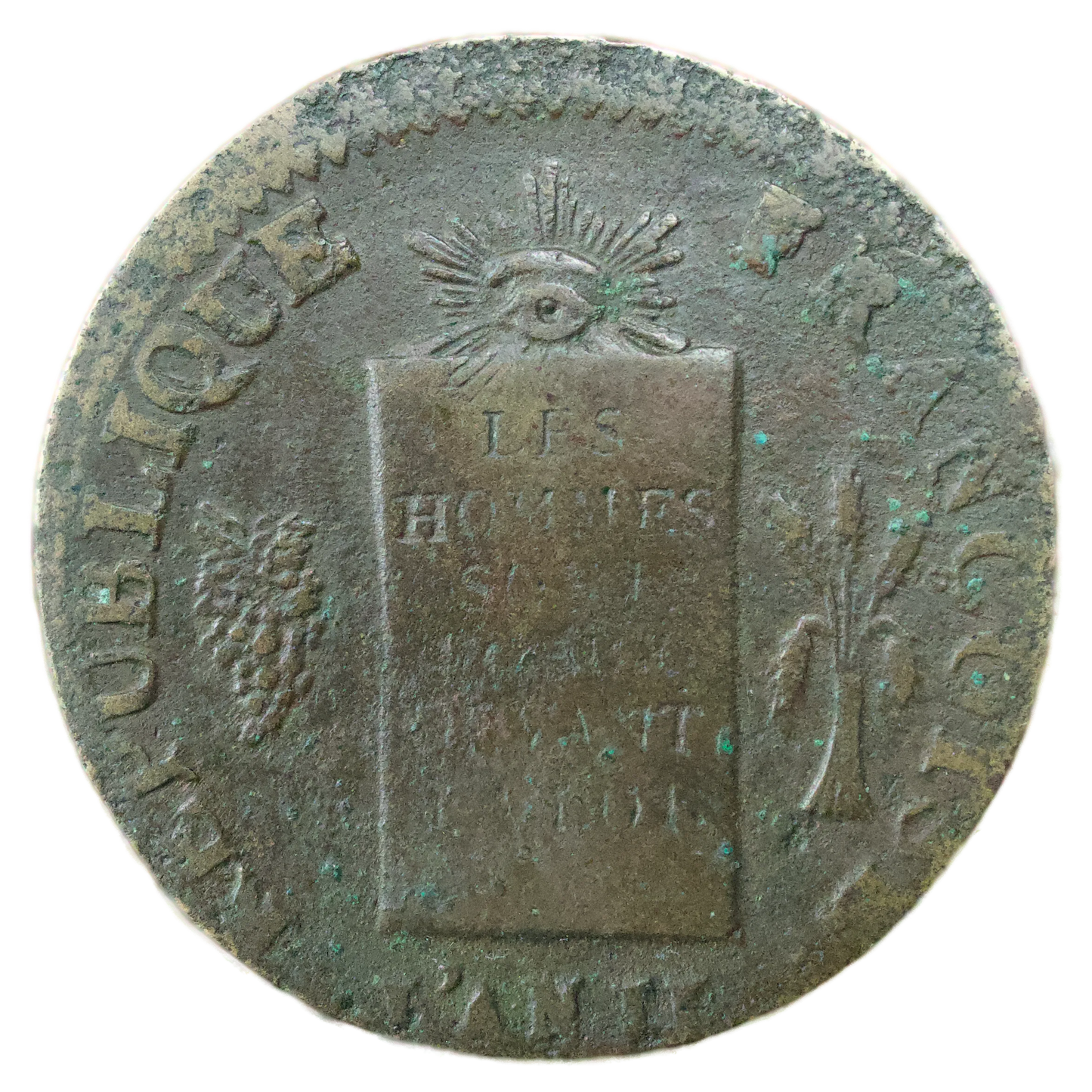 Constitution (1791-1793) 2 Sols à la balance 1793 Vaquette Pau 25.10 gr