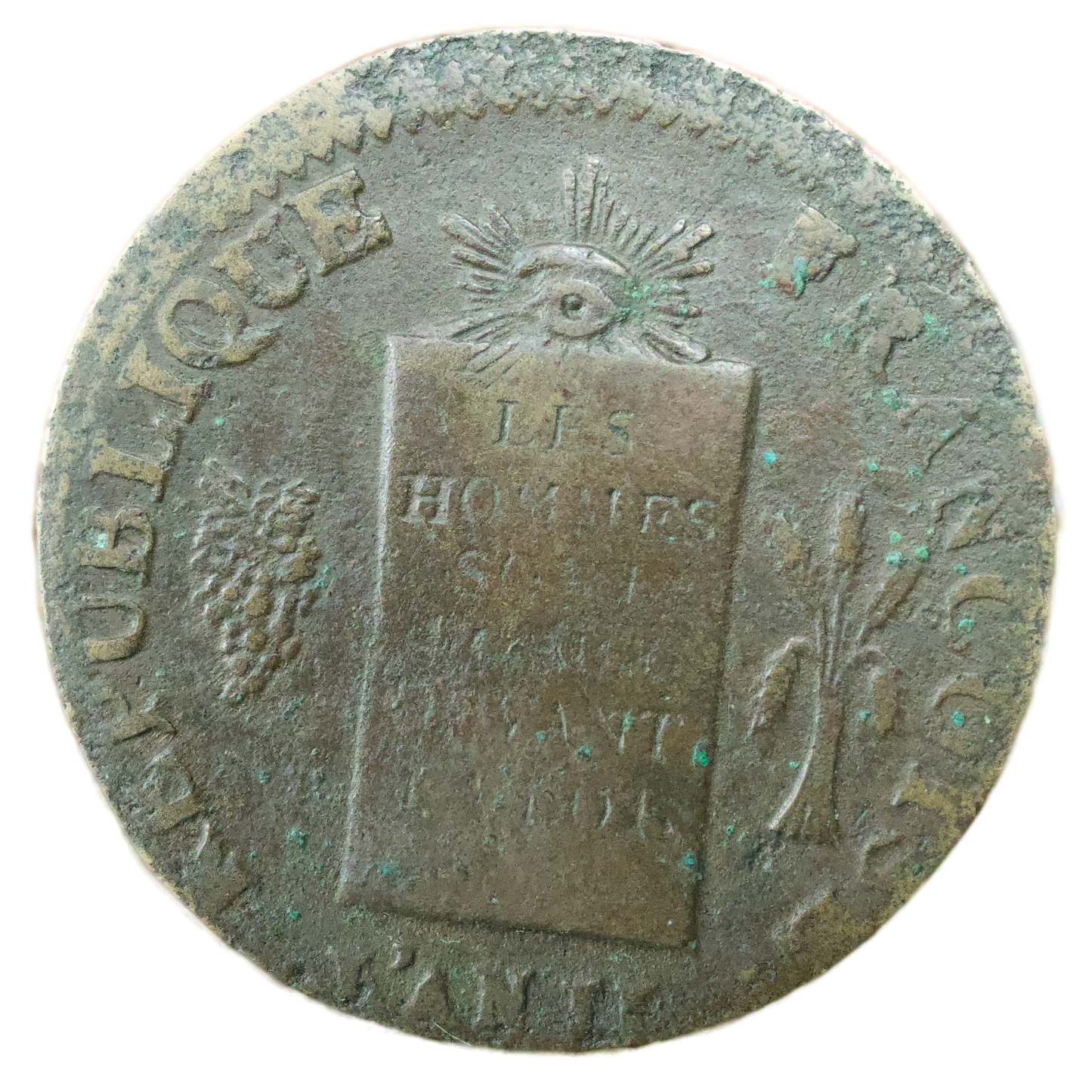 Constitution (1791-1793) 2 Sols à la balance 1793 Vaquette Pau 25.10 gr