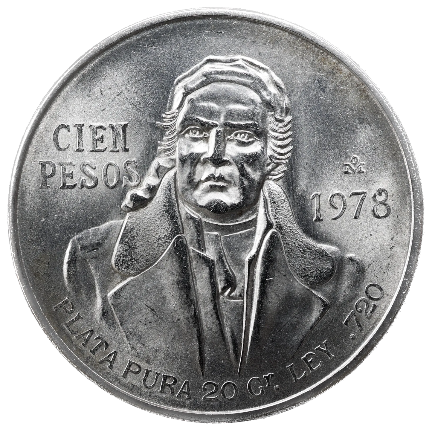 Mexico CIEN (100) Pesos 1978 Silver 27.78 gr plata pura 20 gr