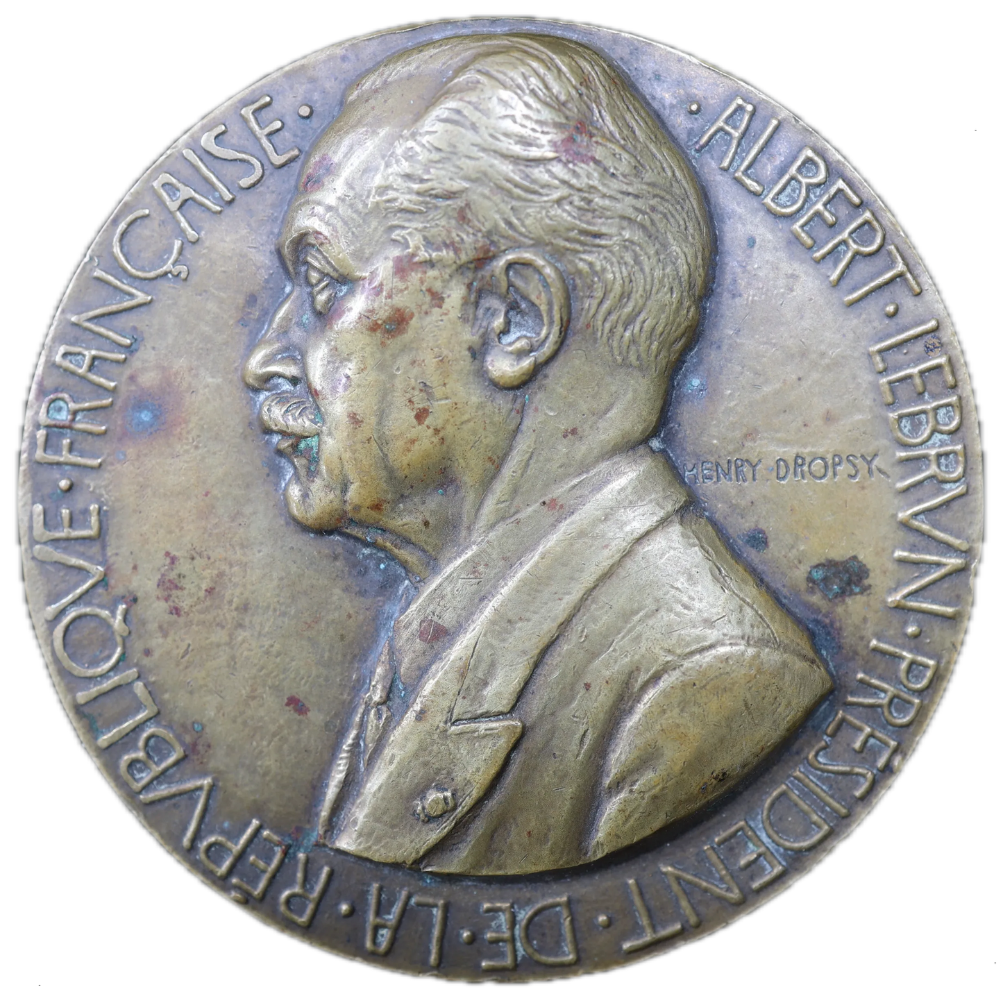 Albert Lebrun medal president of the French republic By Dropsy 1932 Bronze 210.98 gr 72 mm