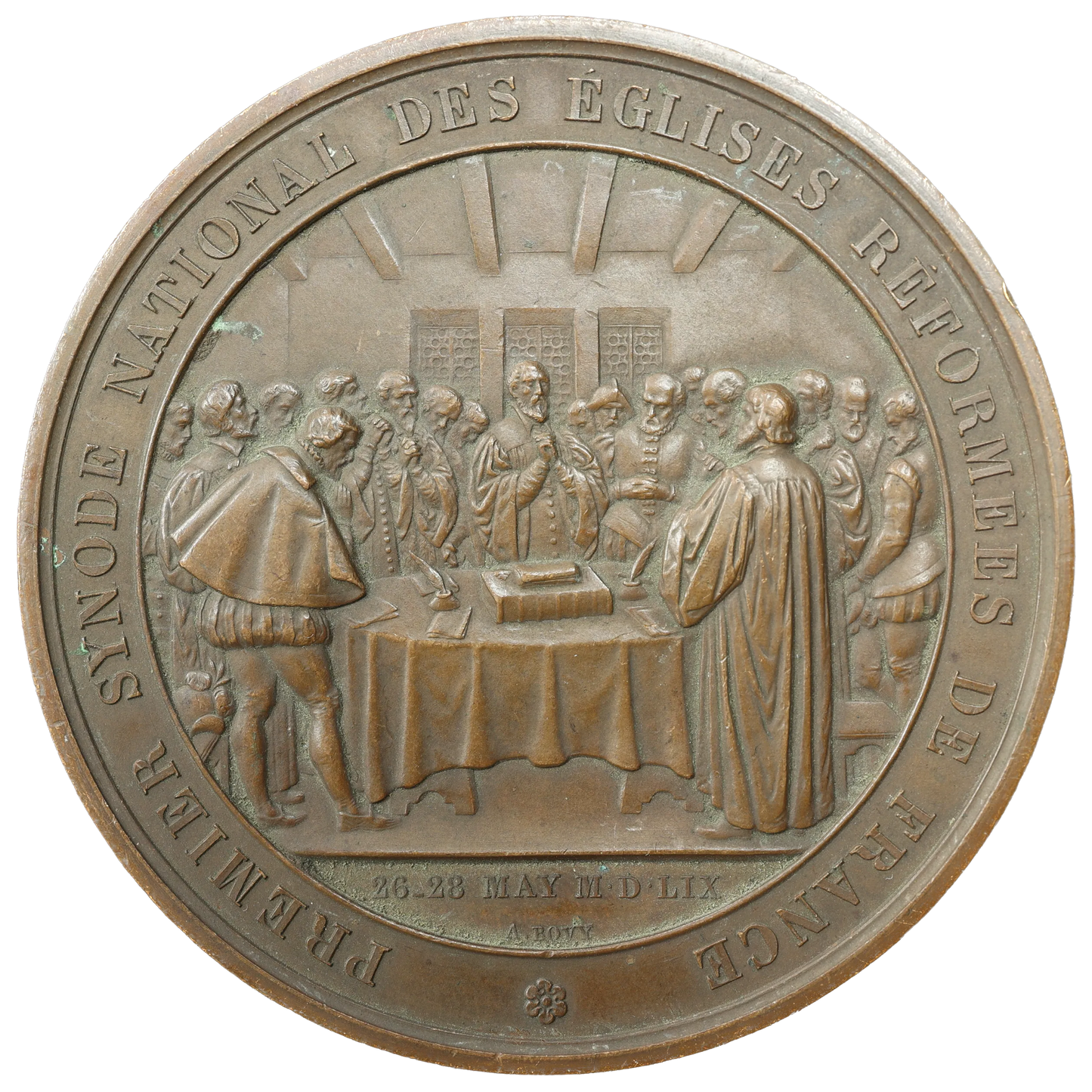 Medal Third secular jubilee of the Reformed Church of France May 29, 1859 Copper 145.08 gr by Bovy