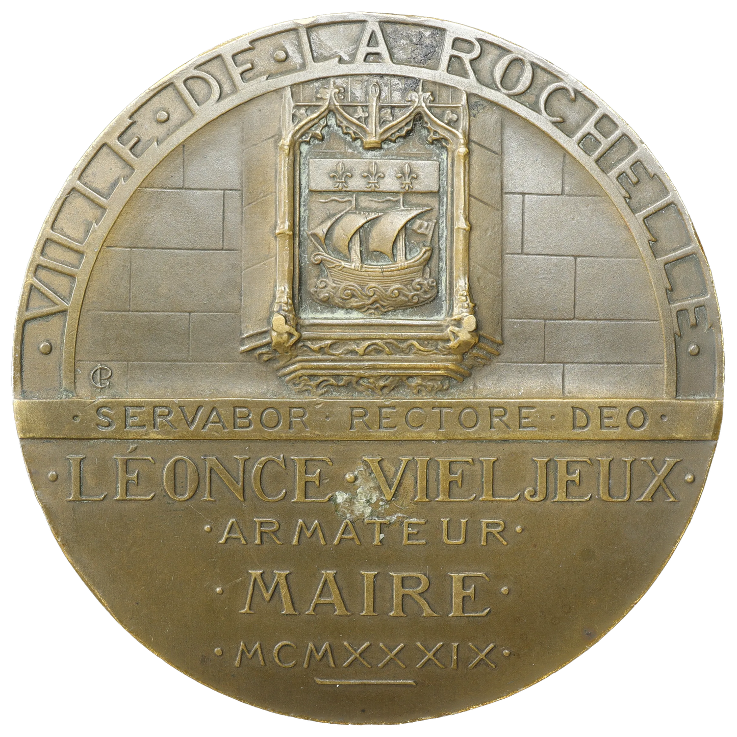 Medal City of La Rochelle - Léonce Vieljeux - G. Prud'homme 1939 - Bronze - 133.91 gr